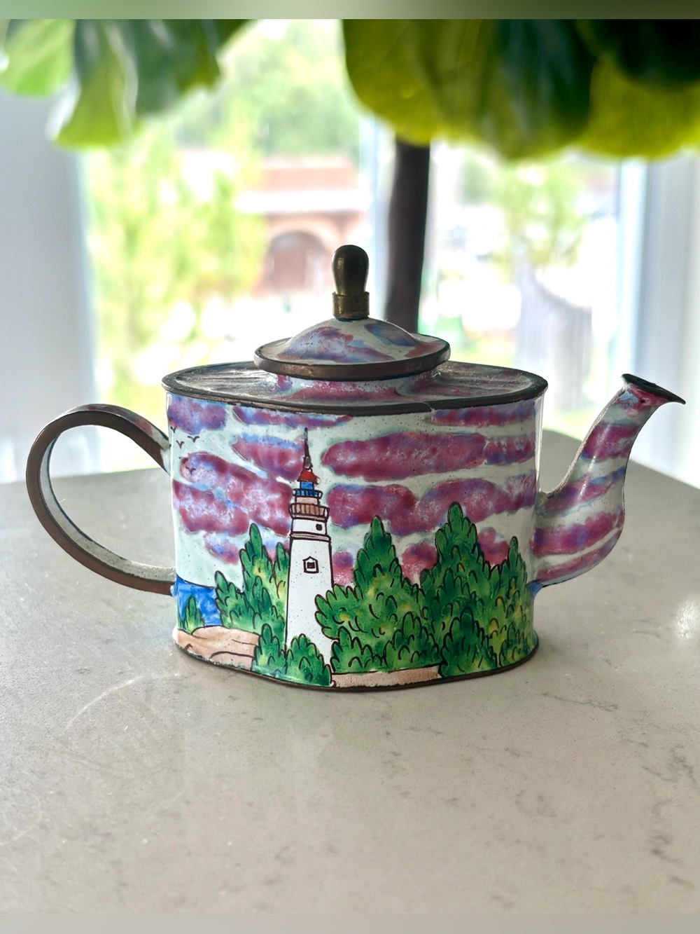 Kelvin Chen Collectible Hand-Painted Miniature Lighthouse Teapot